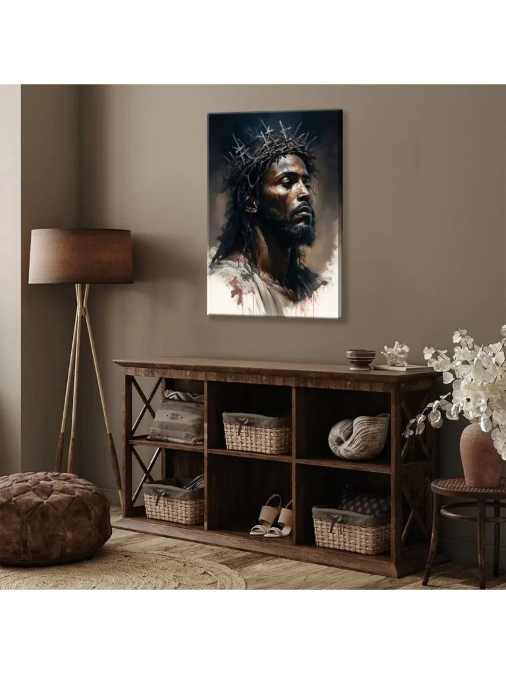 Black Jesus Canvas Art | Religious Wall Decor | Spiritual Christian Artwork